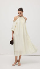 Embroidered Off Shoulder Midi Dress