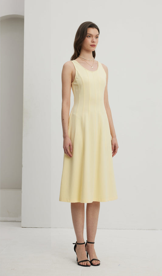 Pleated Split Midi Dress