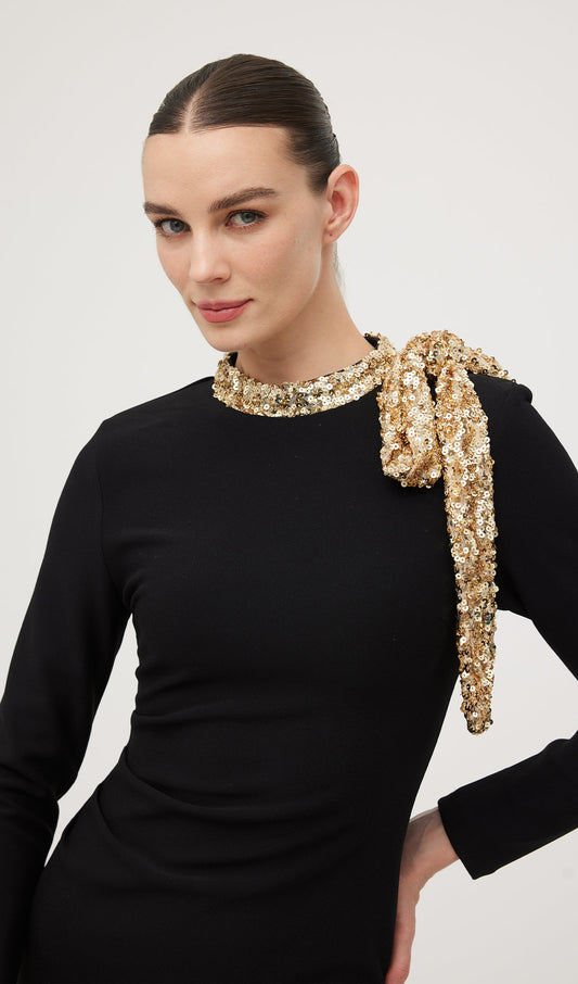 Sequined Bow Mini Dress