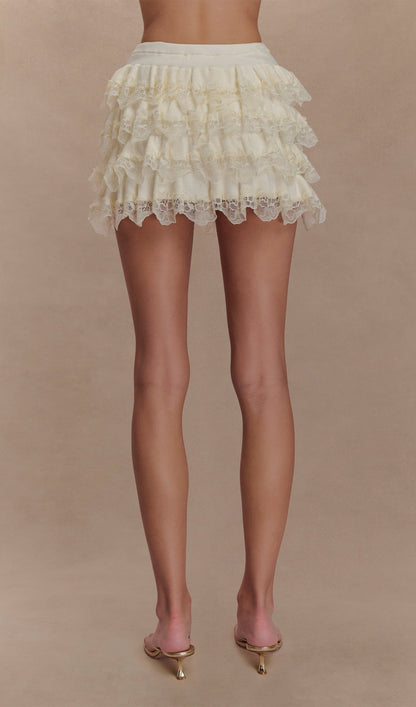Lace Ruffle Mini Skirt