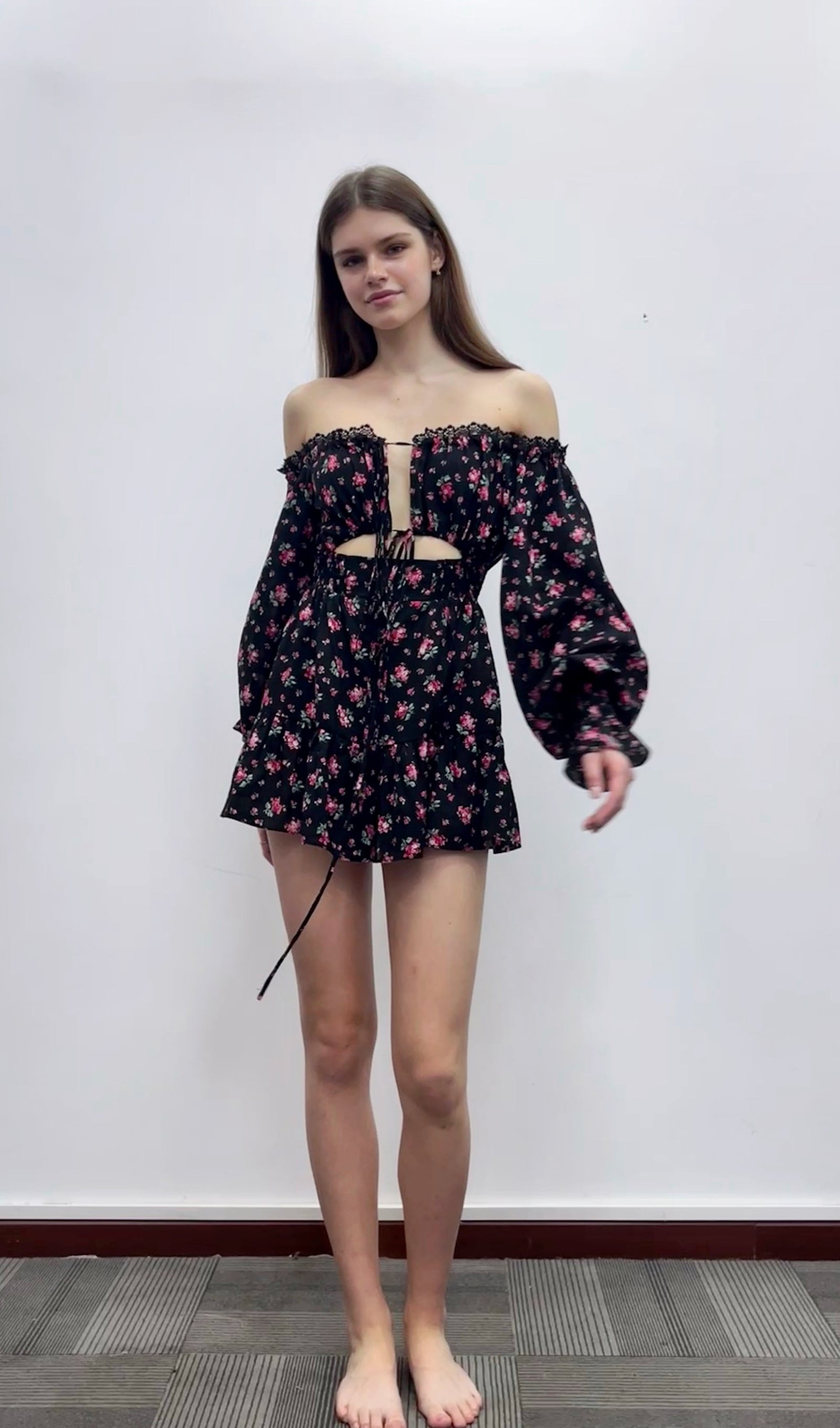 Lace Up Mini Dress Two Piece Set