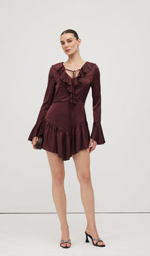Ruffled Satin Mini Dress