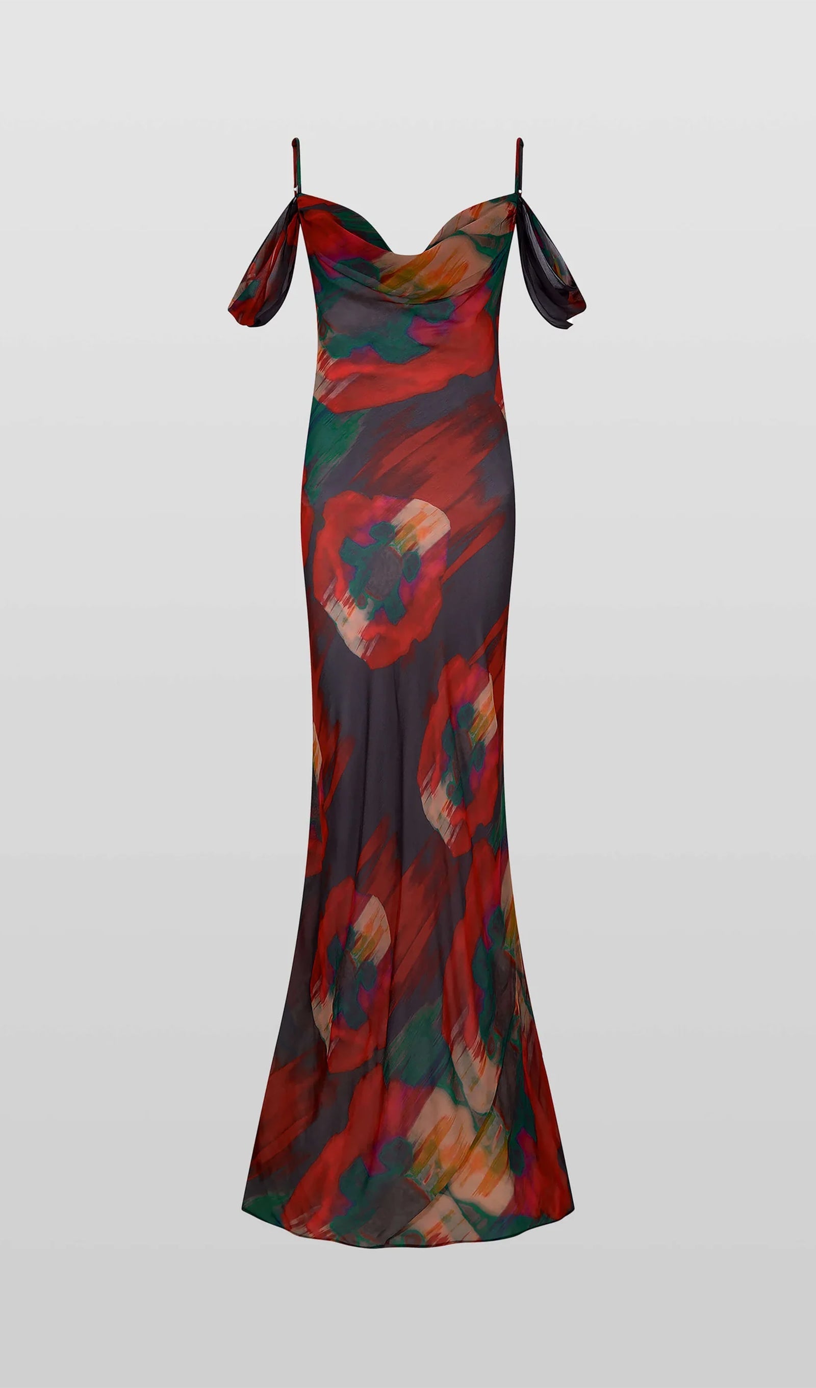 Abstract Floral Print Slip Maxi Dress
