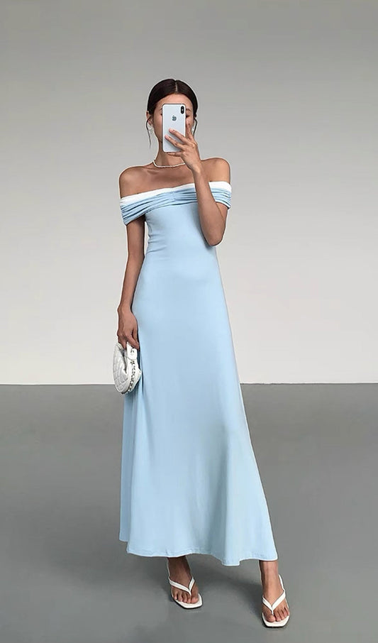 Solid Off Shoulder Midi Dress