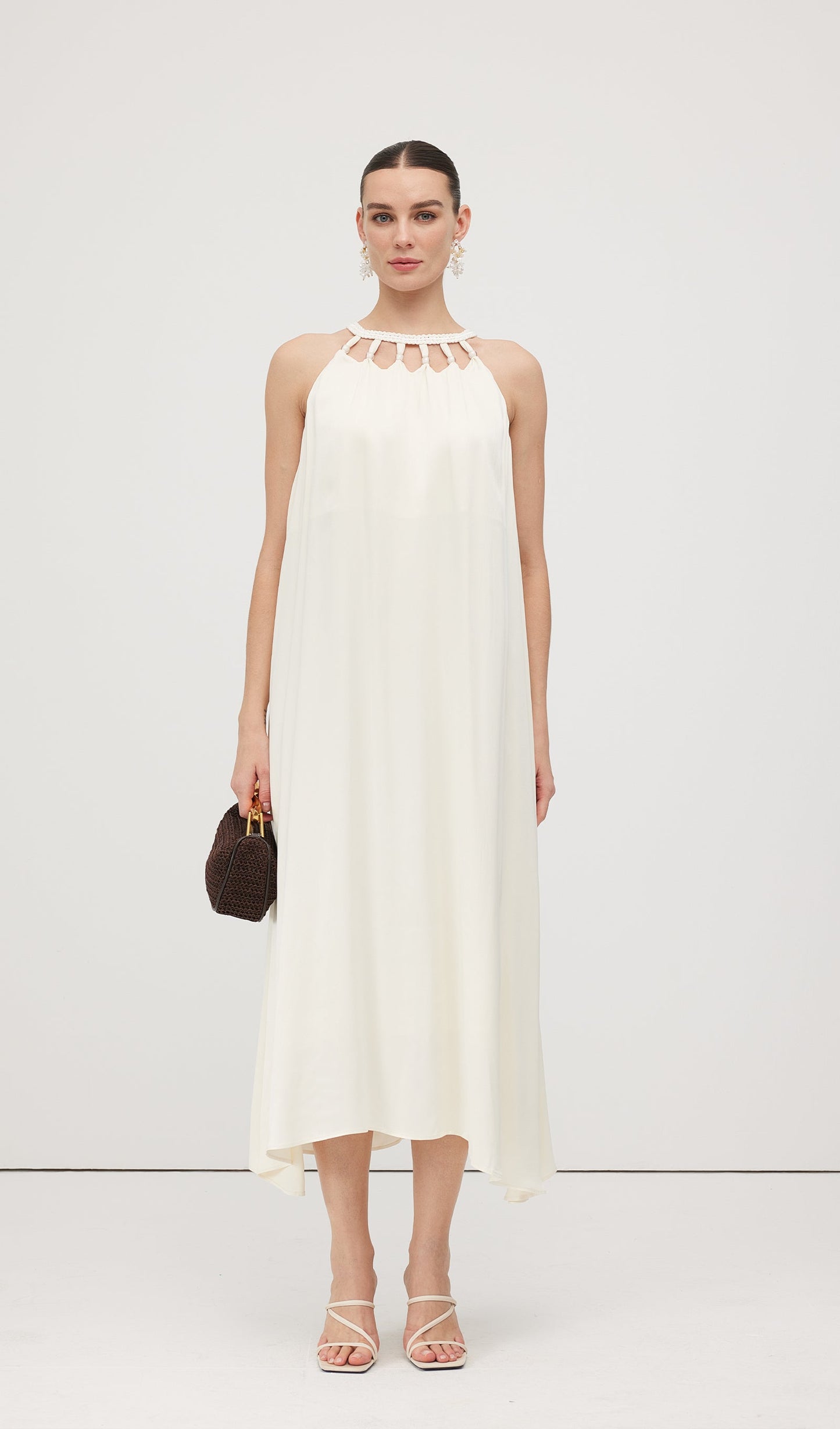 Round Neck Hollow Sleeveless Midi Dress