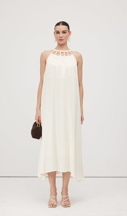 Round Neck Hollow Sleeveless Midi Dress