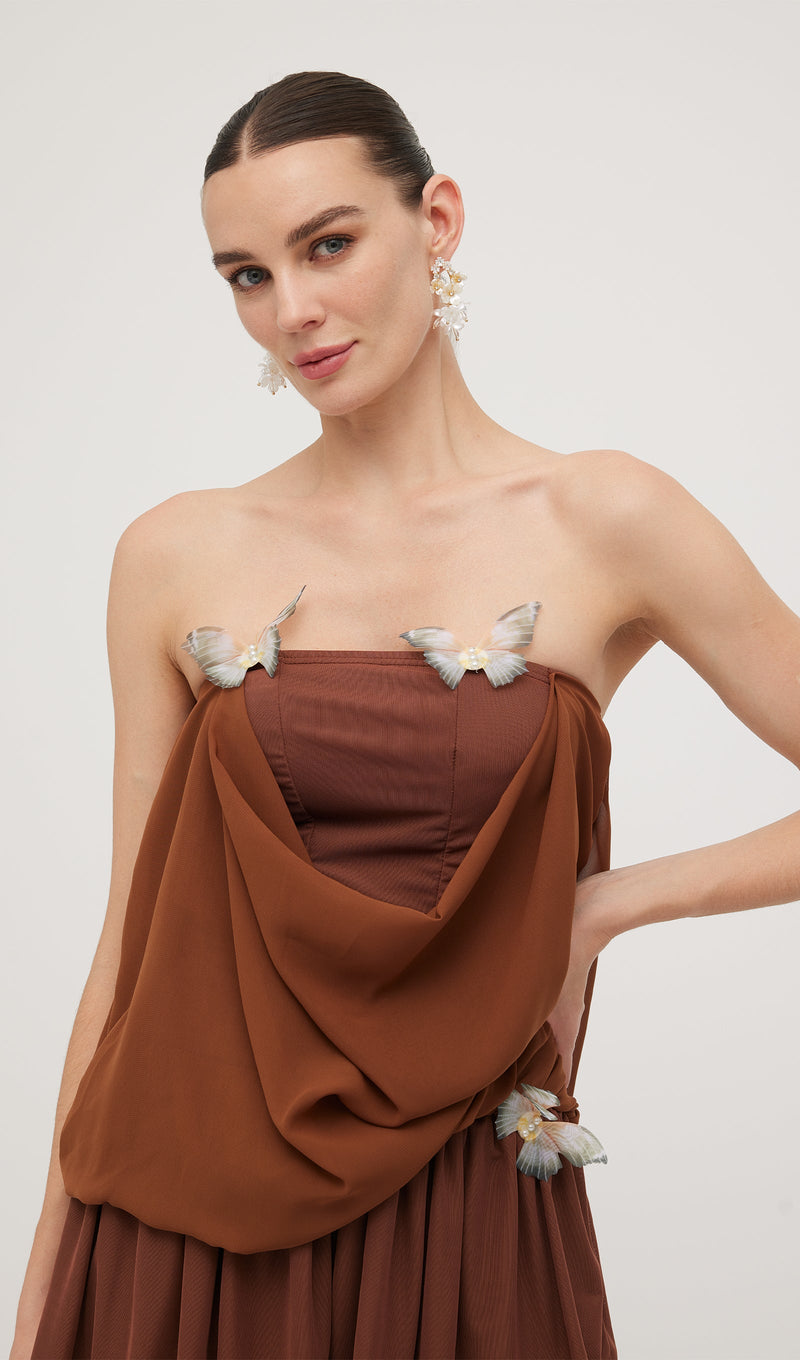 Butterfly Bandeau Wrap Mini Dress