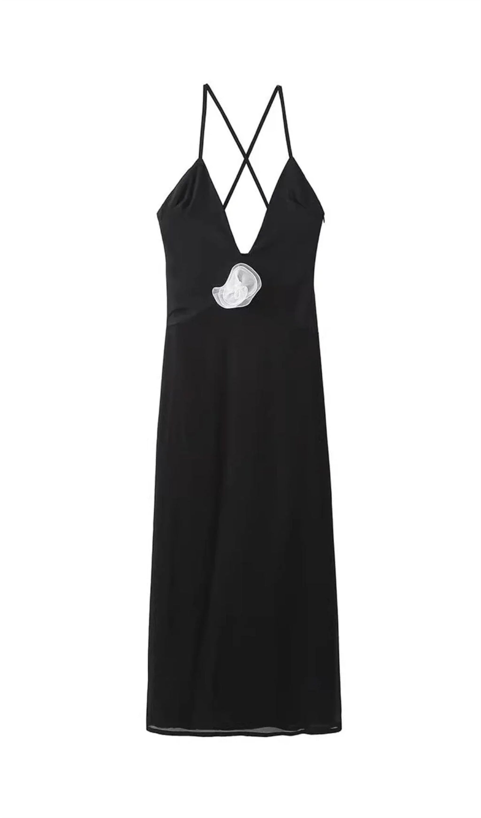 V Neck Halter Midi Dress