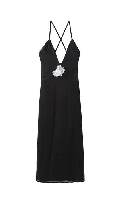 V Neck Halter Midi Dress