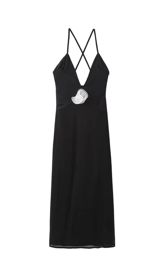 V Neck Halter Midi Dress