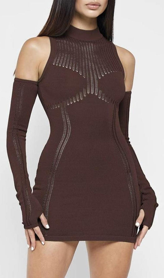 Stretchy Mini Knit Dress Included Sleeves