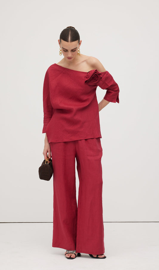 Linen Rose Trousers Suit