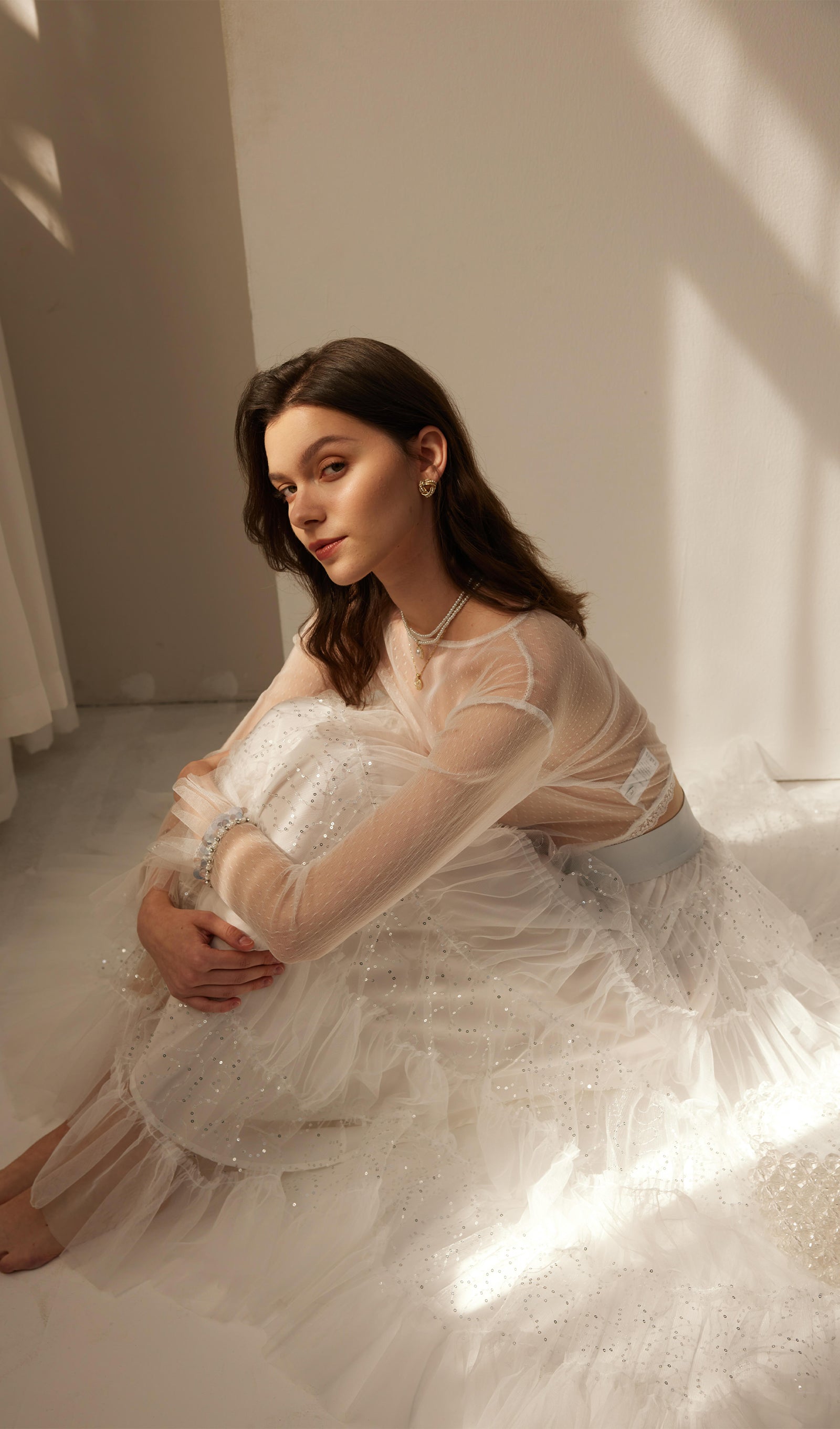 Lace Pleated Panel Skirt