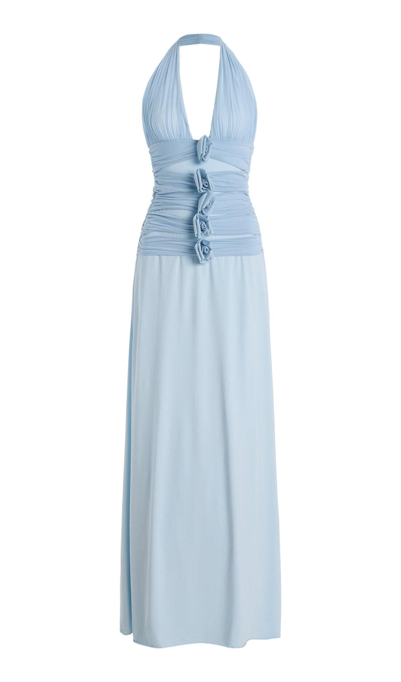 Halter Neck Backless Bodycon Maxi Dress