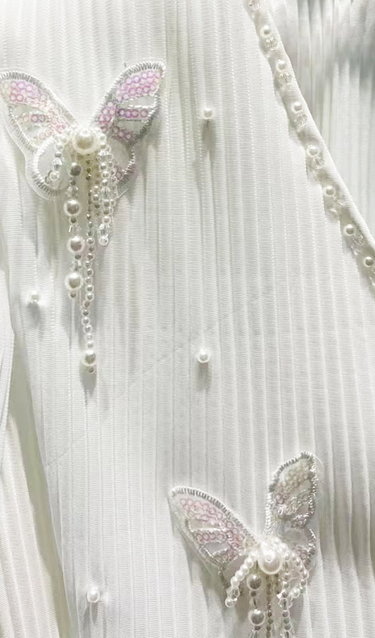 Butterfly Embellished Ruffled Top