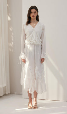 Butterfly Embellished Ruffled Top