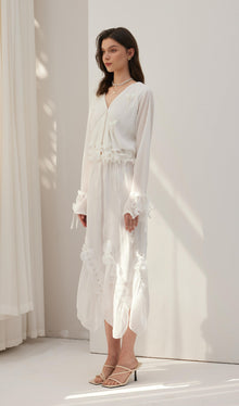 Solid Draped Midi Skirt