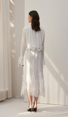 Solid Draped Midi Skirt