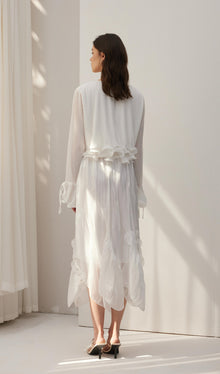 Solid Draped Midi Skirt