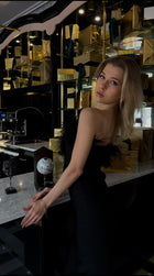 Lena Feather Trimmed Midi Dress Black