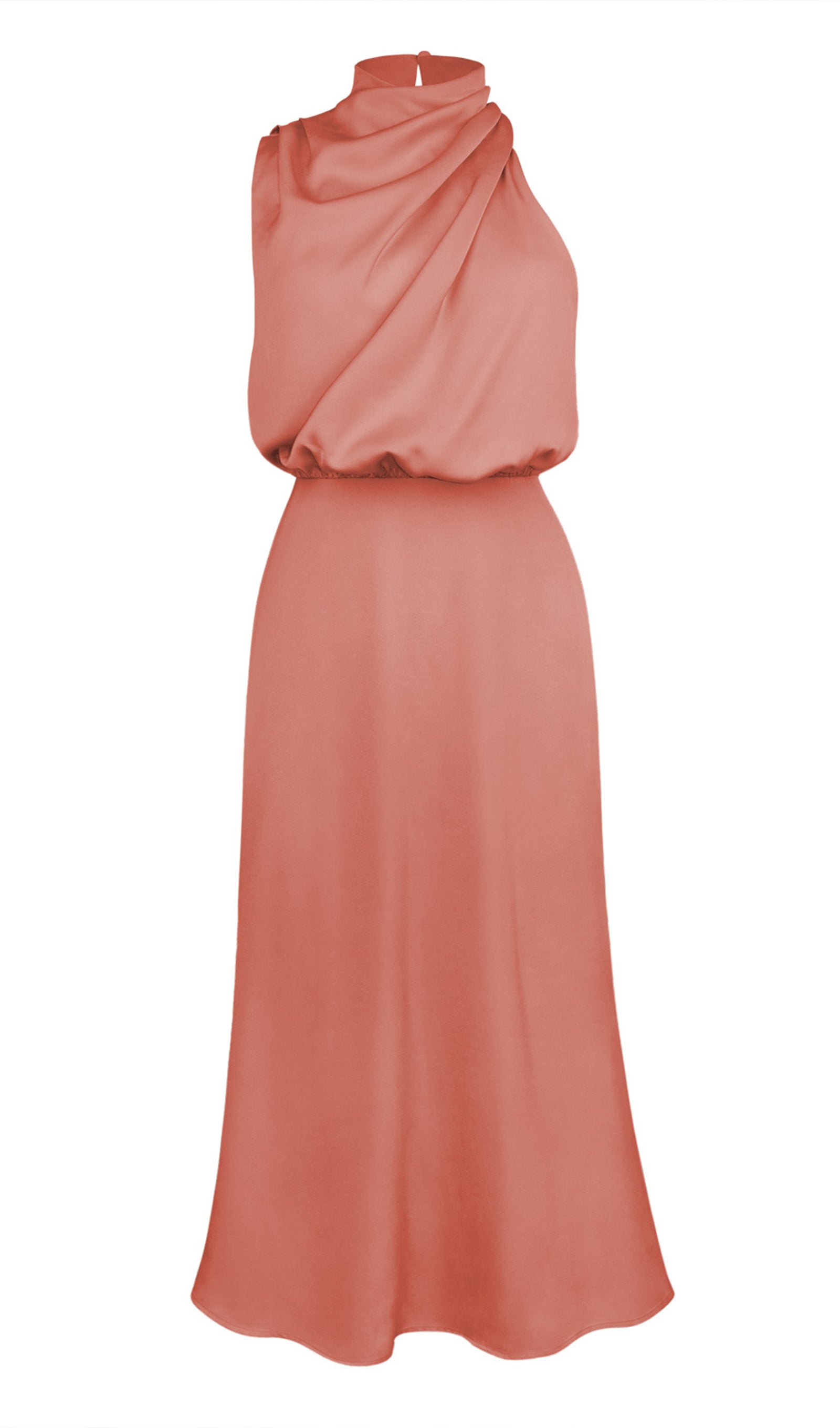 Asymmetric Satin Midi Dress