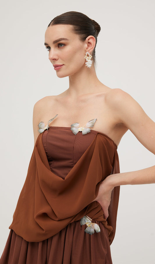 Butterfly Bandeau Wrap Mini Dress