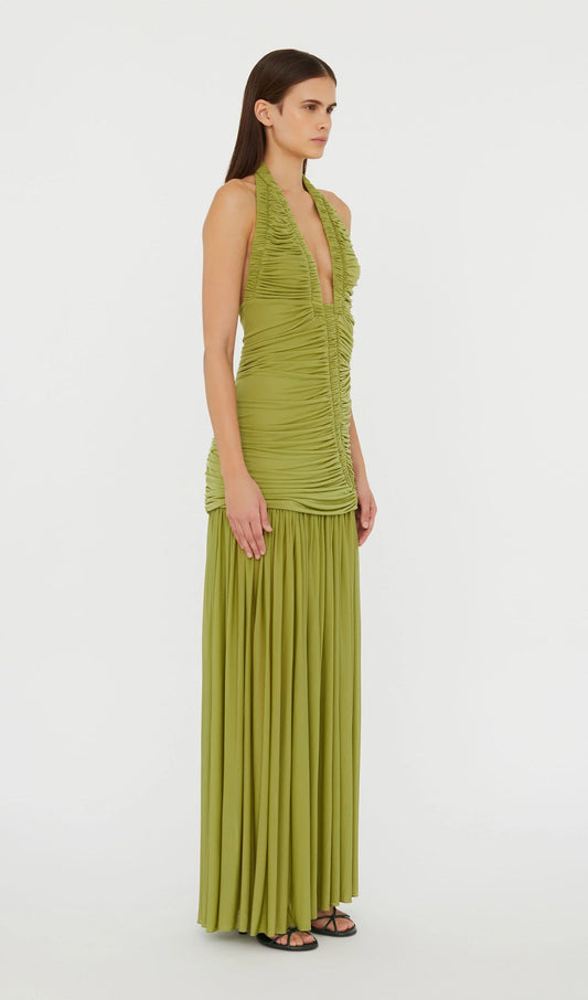 Plunging V Neckline Racerback Maxi Dress