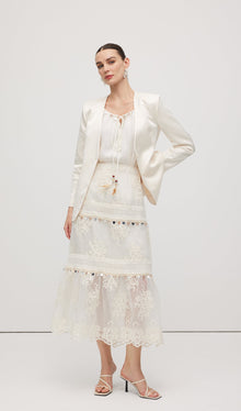 Lace Embroidery Bohemian Midi Skirt