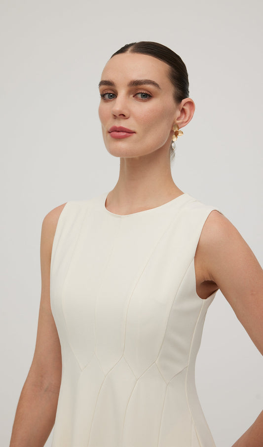 A Line Sleeveless Midi Dress