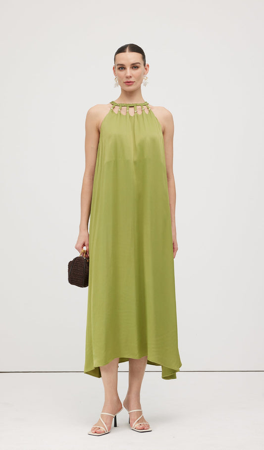 Round Neck Hollow Sleeveless Midi Dress
