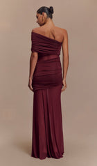 One Shoulder Mesh Maxi Dress