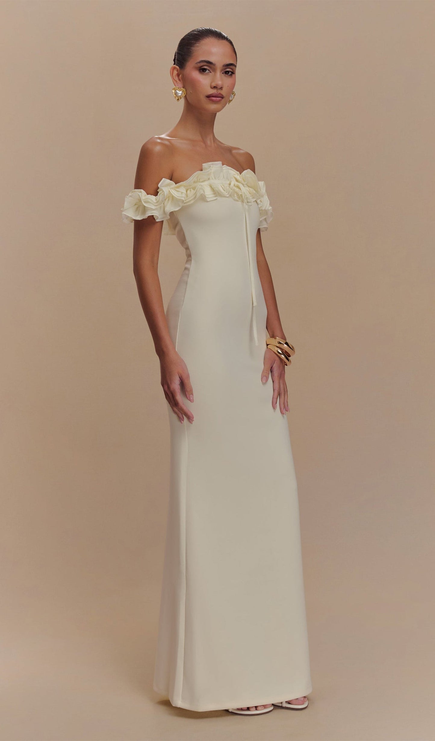 Ruffle Off Shoulder Maxi Dress