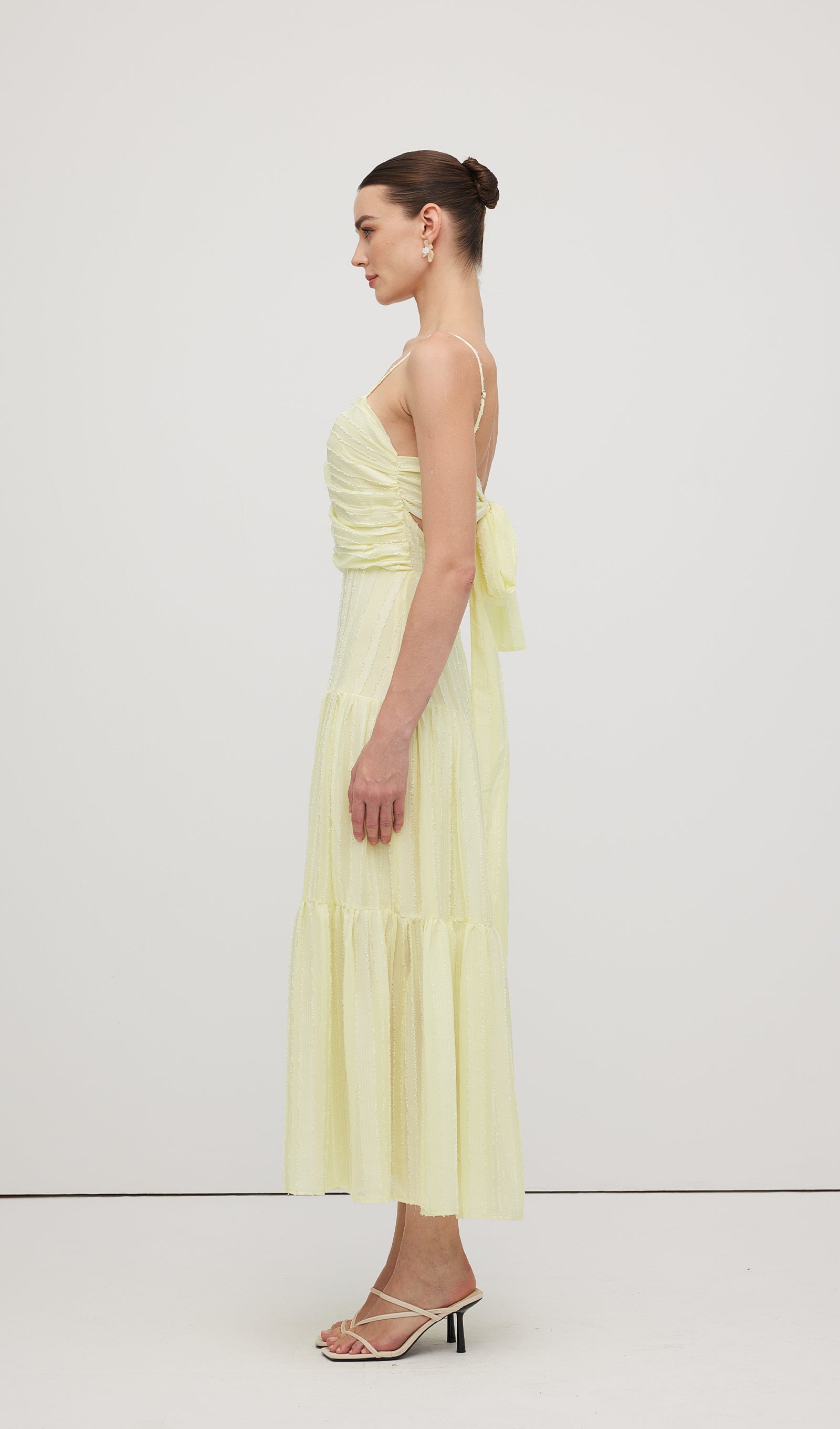 Pleated Backless Tiered Cami Midi Dress
