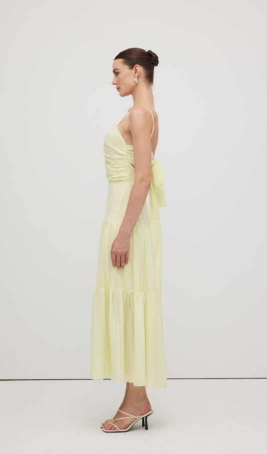 Pleated Backless Tiered Cami Midi Dress