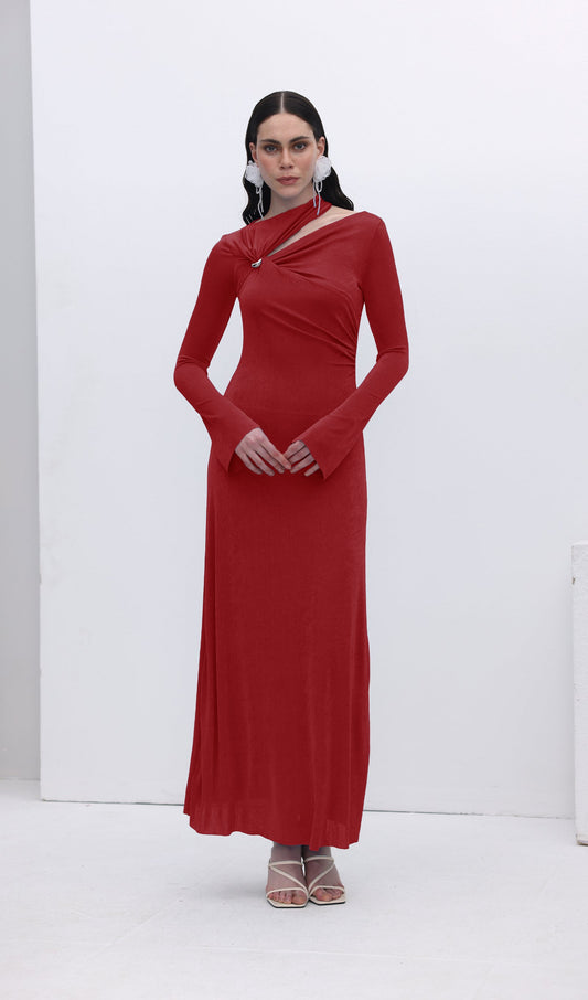 Hollow Out Metallic Decor Maxi Dress