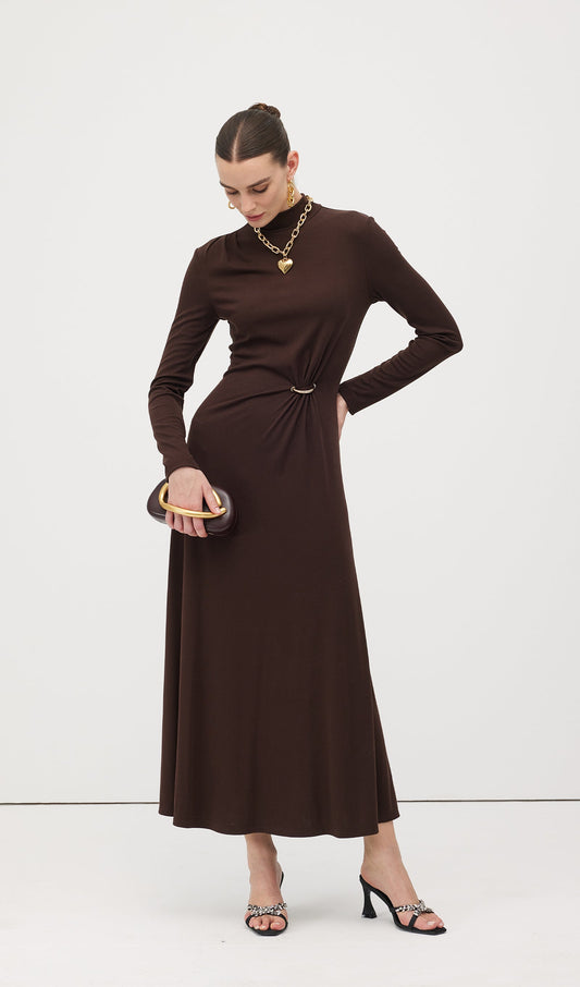 Jersey Metallic Decor Maxi Dress