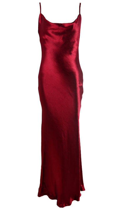 Satin Cowl Neck Backless Slip Dress