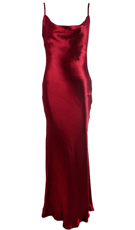 Satin Cowl Neck Backless Slip Dress