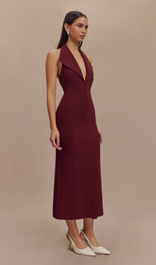 Crepe Halter Midi Dress