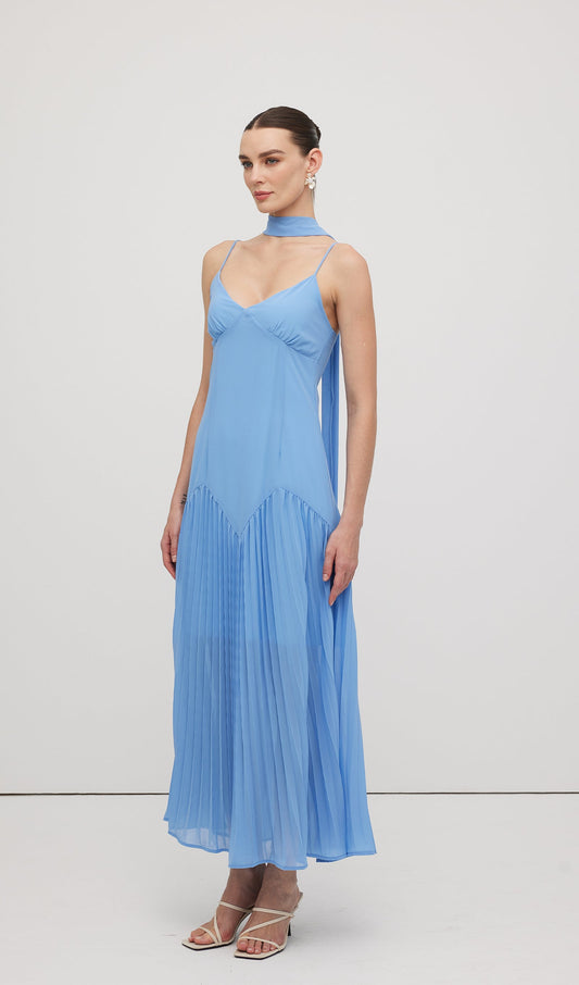 Plunge Front Ruffled Hem Midi Dress