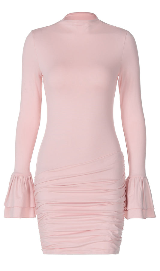 Pleated Mini Dress Baby Pink