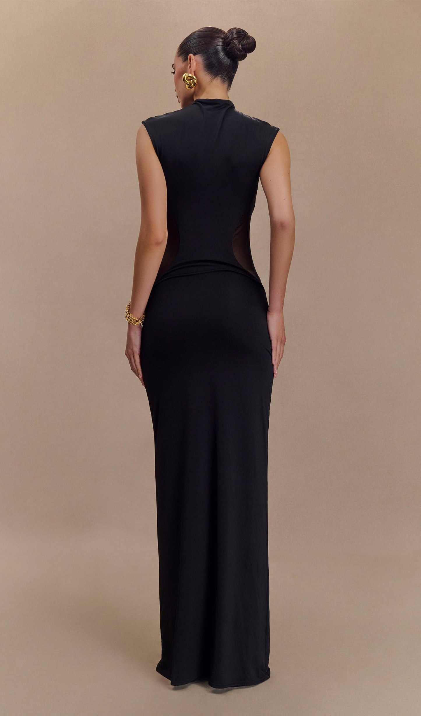 Slinky And Mesh Maxi Dress