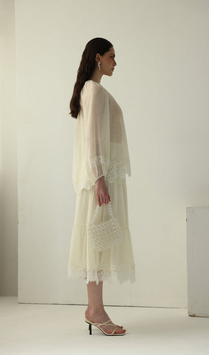 Long Sleeved Lace Panel Top