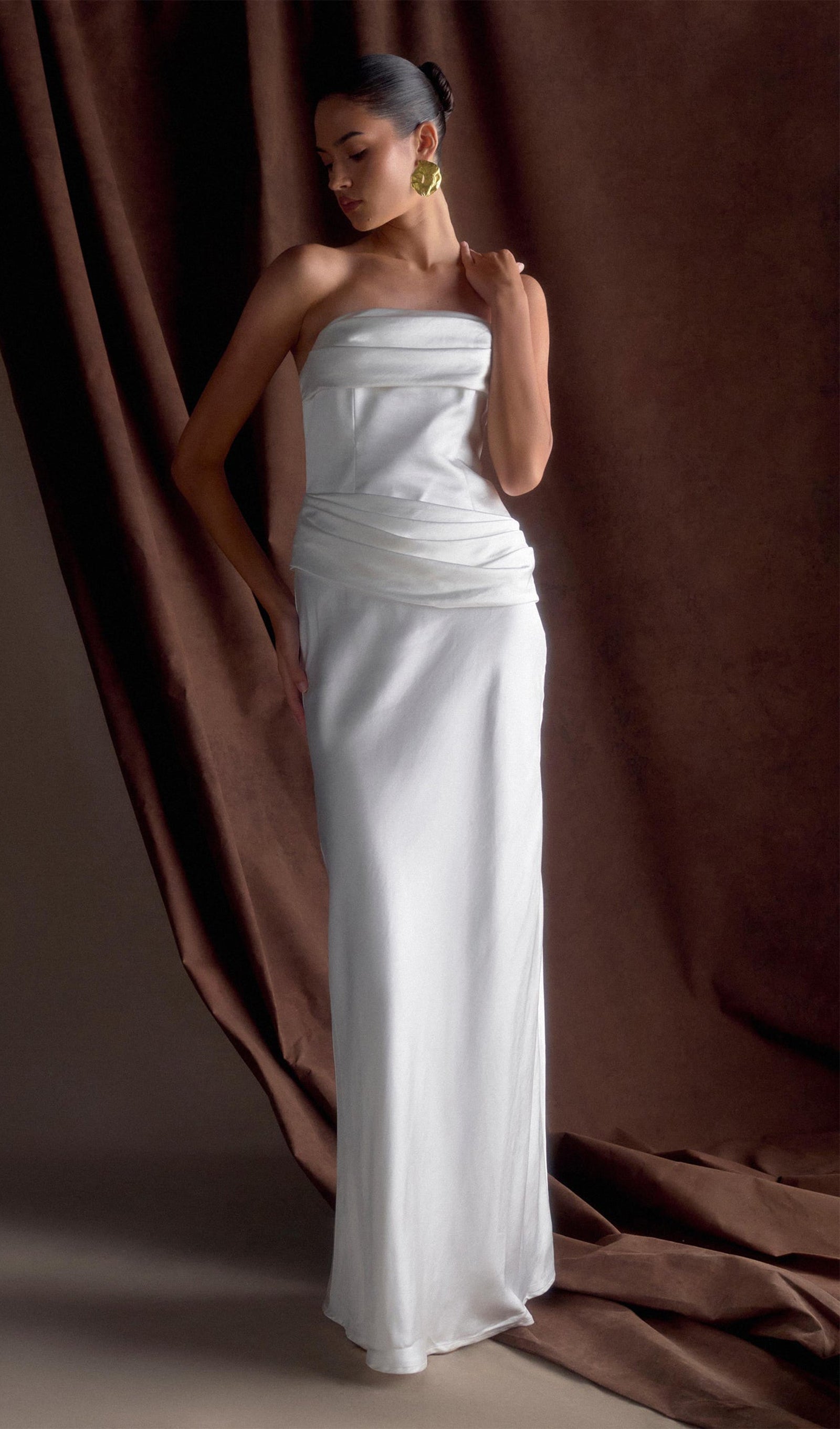 Strapless Satin Maxi Dress