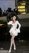 Asymmetrical Button-Front Ruffle Mini Long-Sleeve Dress