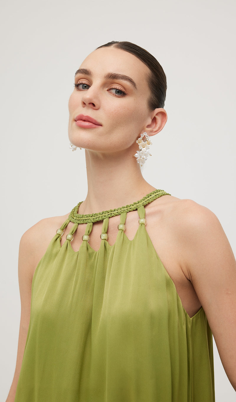 Round Neck Hollow Sleeveless Midi Dress