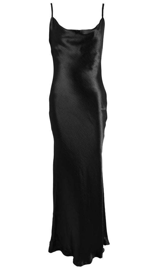 Satin Cowl Neck Backless Slip Dress