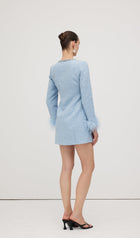 Sequin Boucle Feather Mini Dress