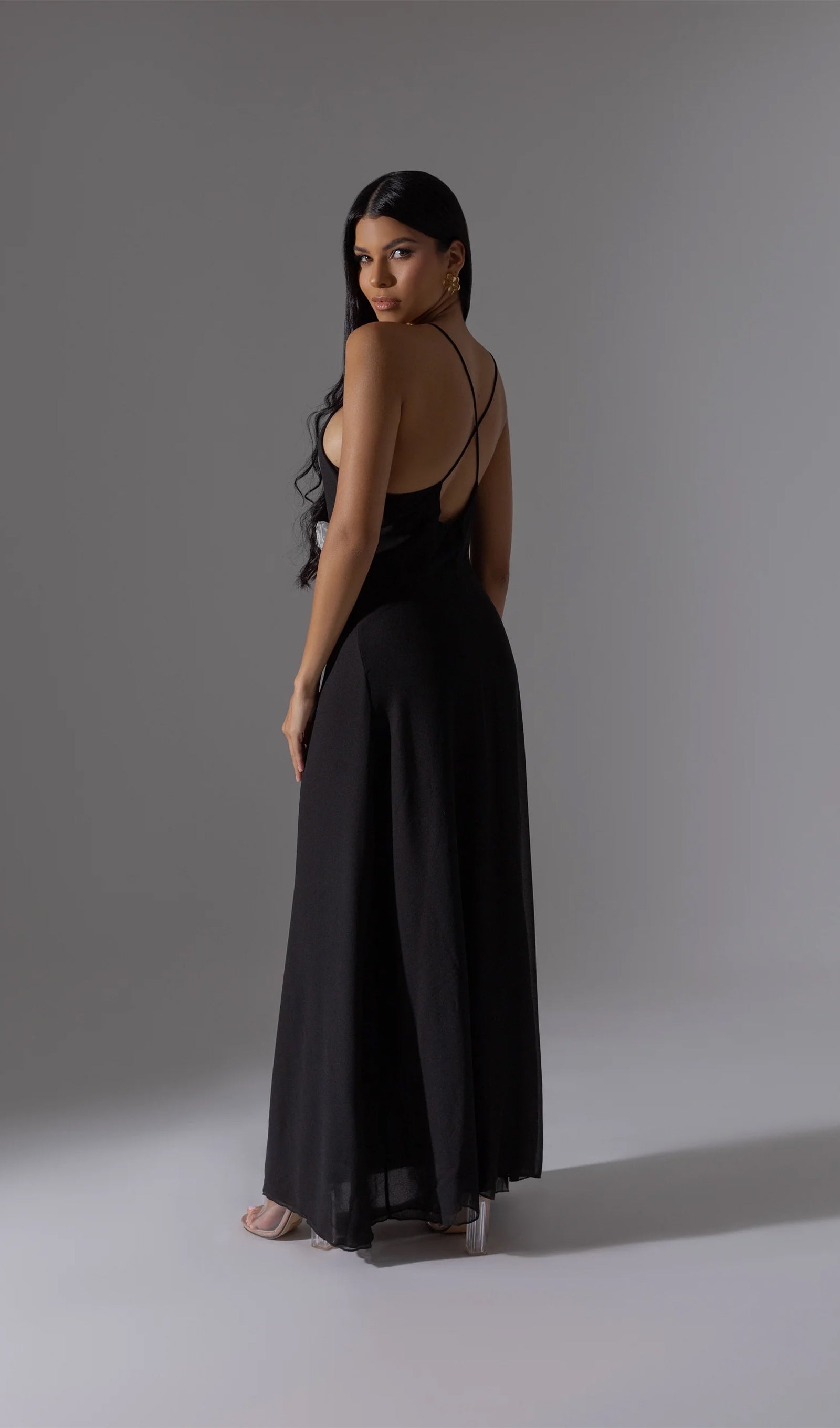V Neck Halter Midi Dress
