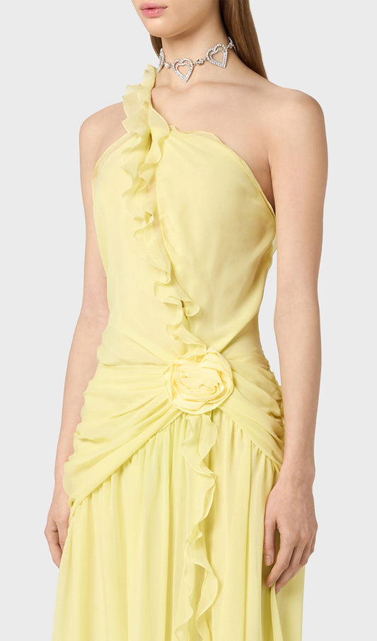 One Shoulder Ruffled Maxi Dress